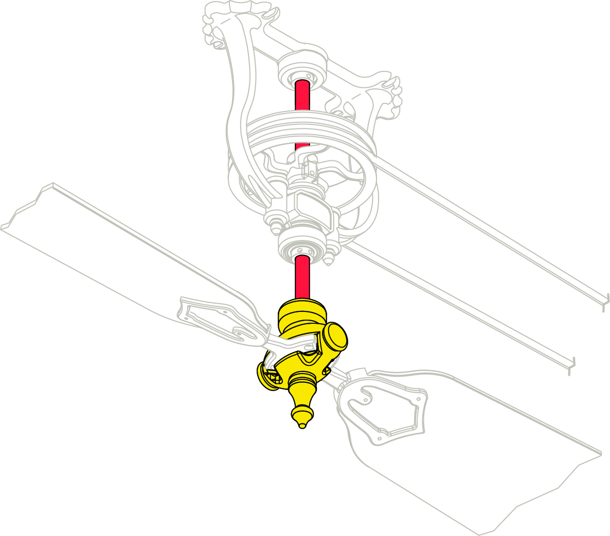 Brewmaster Drawing Indicating in Yellow the Fan Hub.